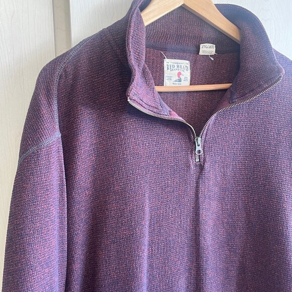 Red Head Brand Sweater Mens Size‎ 2XL Maroon Red 1/4 Zip Pullover Long Sleeve - Picture 2 of 6